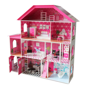 Kids Wooden Dollhouse Pretend-Play Furniture Toy Set for 3+ Years