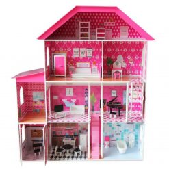 Kids Wooden Dollhouse Pretend-Play Furniture Toy Set for 3+ Years - TX1274-BPC