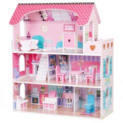 Little Angel - Kids Wooden Doll House Toy Set Baby W06A380-GF-Pink