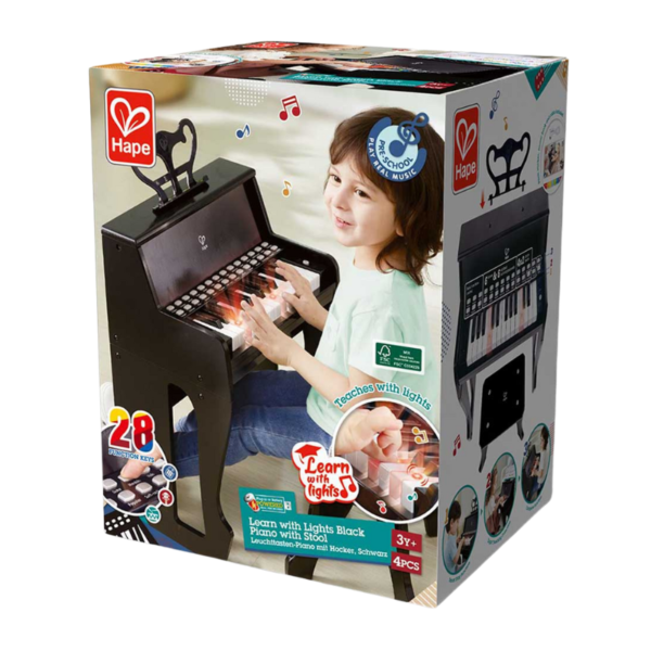 Hape - Electric Piano W/ Lights & Stool - Black