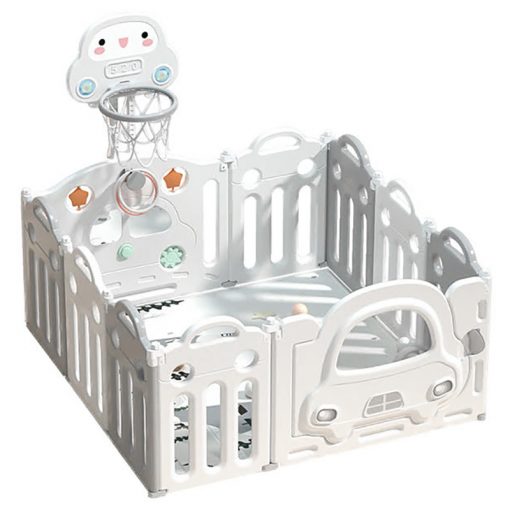 Little Angel - Foldable Indoor & Outdoor Play Yard - L-XQCWL02- White/Grey