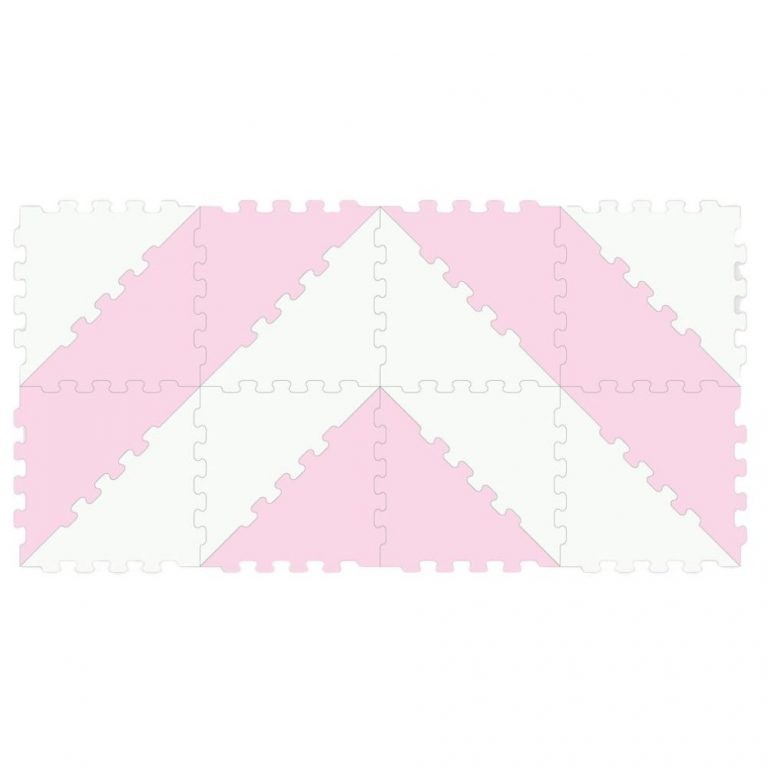 Sunta - 2 Colours Triangle Puzzle Floor Mat 16Pcs - Pink