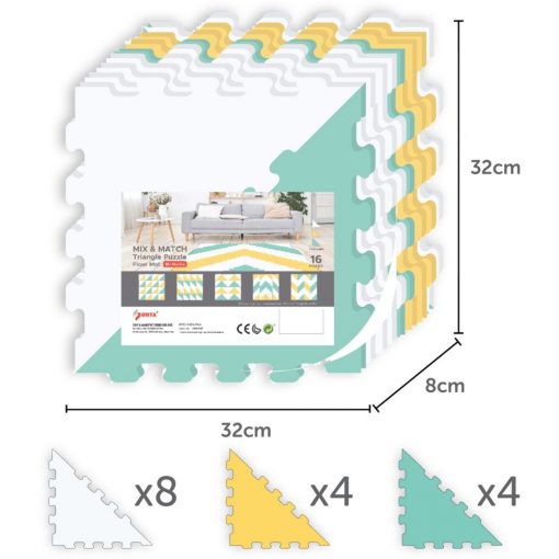 Sunta - 3 Colours Triangle Puzzle Floor Mat 16Pcs -
