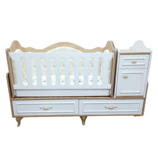 Baby Bed For Newborn With 2 Drawers Brown And White