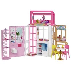 Barbie - Barbie Dollhouse Playset - 2 Levels & 4 Play Areas