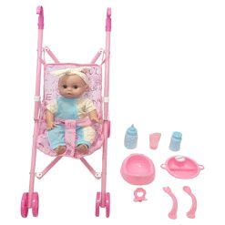 Doll With Stroller And Accessories