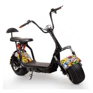 60V Electric Chopper Scooter for Adults – Graffiti Fat Tire Cruiser with Seat