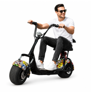 60V Electric Chopper Scooter for Adults – Graffiti Fat Tire Cruiser with Seat - Image 2