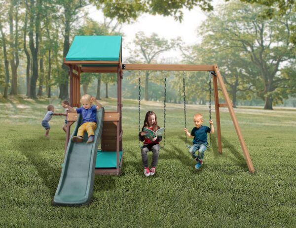 Mountpeak - Matterhorn Swing Set & Playhouse - Ages 3+ Years - Image 3