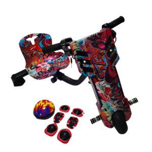 36V Electric Drift Scooter with Seat – Graffiti Edition for Kids with Safety Gear
