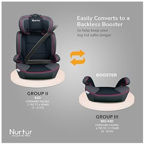 Nurtur 3-in-1 Ragnar Car Seat & Booster Seat Red & Black - Image 2