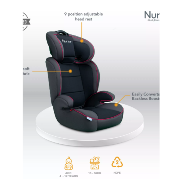 Nurtur 3-in-1 Ragnar Car Seat & Booster Seat Red & Black - Image 3