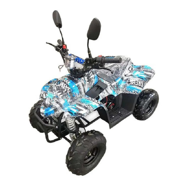 Electric Mini Quad ATV – 49cc Kids Off-Road Buggy Blue & Black