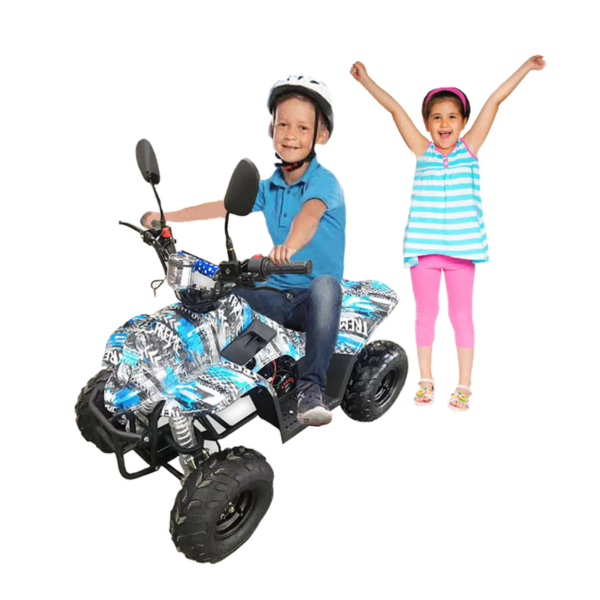 Electric Mini Quad ATV – 49cc Kids Off-Road Buggy Blue & Black - Image 2