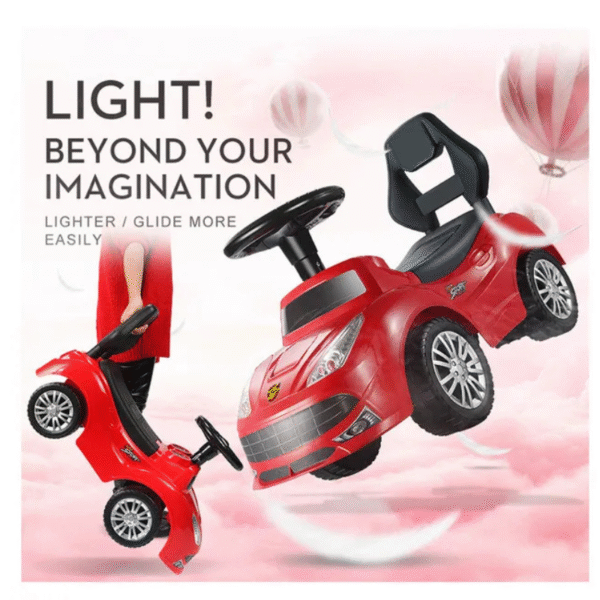 Kids Musical Push Ride On Car For Toddlers - Red - Image 3