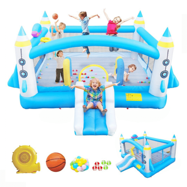 Large Space-Themed Inflatable Bounce House with Slide