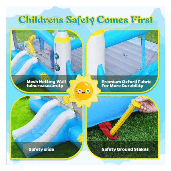 Large Space-Themed Inflatable Bounce House with Slide - Image 3