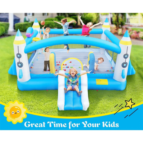 Large Space-Themed Inflatable Bounce House with Slide - Image 2