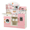 Kids Wooden Kitchen Playset With Accessories - Pink