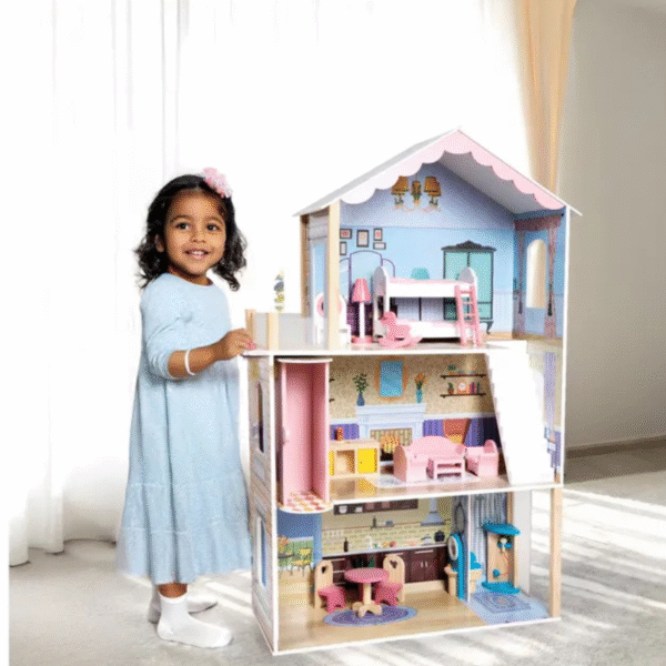Summer Villa Kids Wooden Dollhouse - 80 Pcs - Image 3