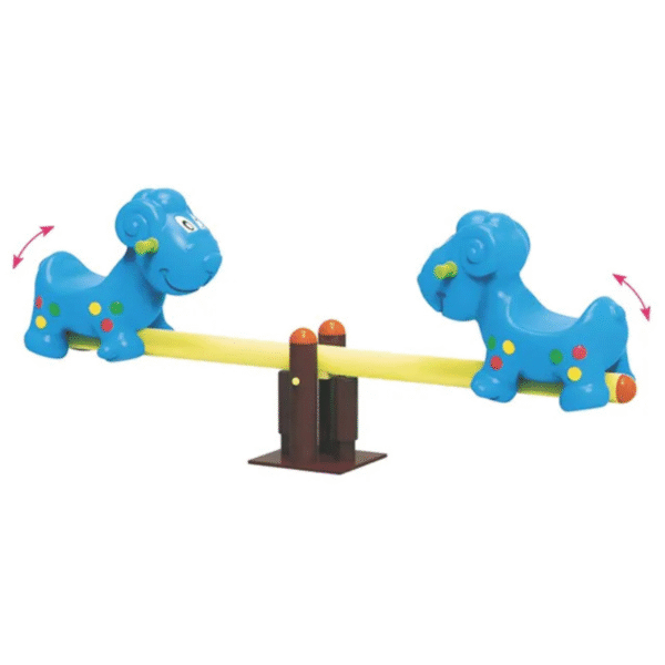 Kids Amusement Park Twin Pups Seesaw Rocker - Blue/Yellow