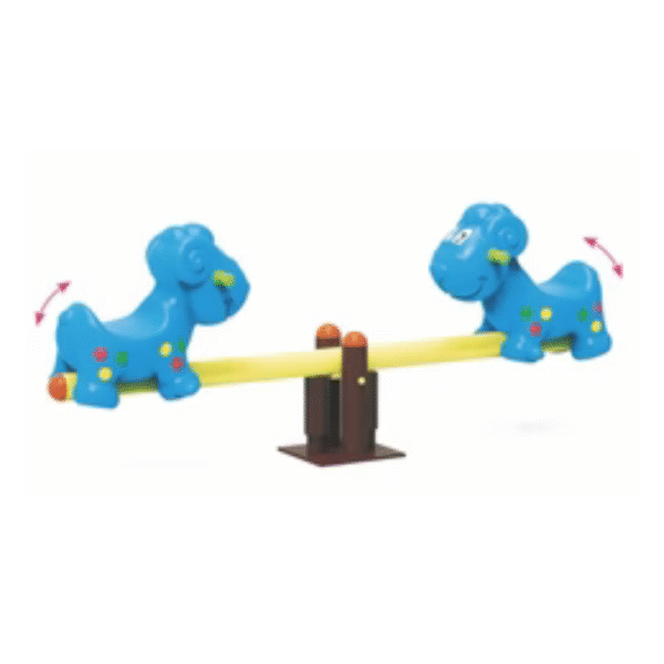 Kids Amusement Park Twin Pups Seesaw Rocker - Blue/Yellow - Image 2