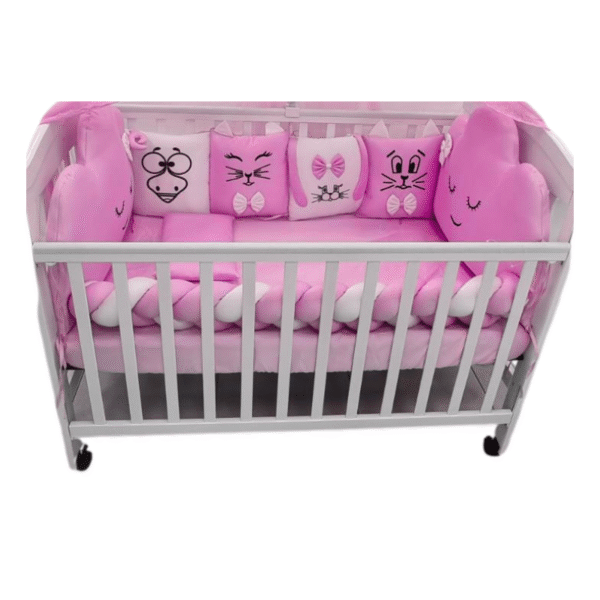 Baby Head Bumper Set – Pink Color With Pillow - Image 2