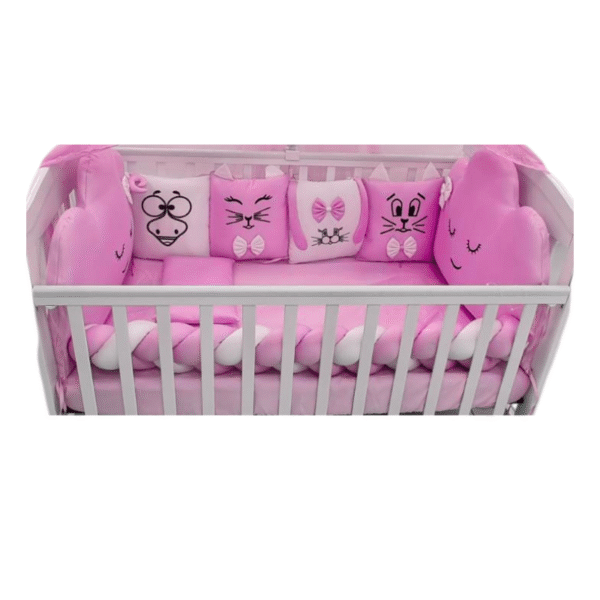 Baby Head Bumper Set – Pink Color With Pillow - Image 3