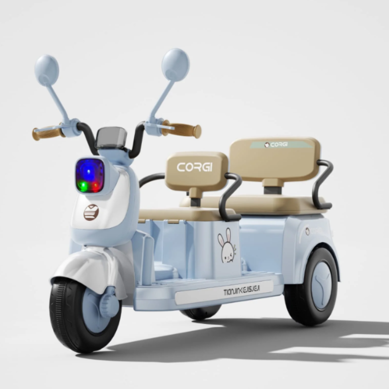 Three-Seater Electric Ride-On Scooter for Kids Green/Blue/Biege/Pink - Image 4