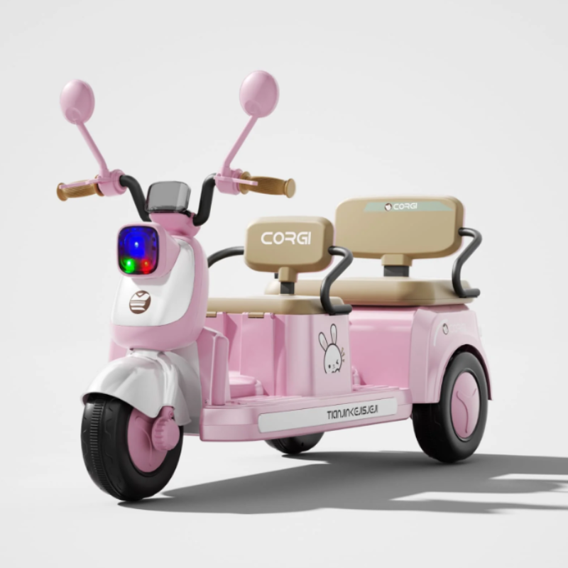Three-Seater Electric Ride-On Scooter for Kids Pink - Image 2