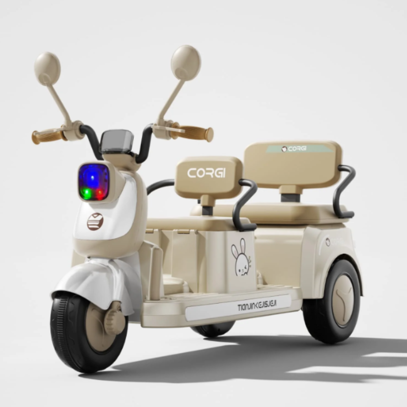 Three-Seater Electric Ride-On Scooter for Kids Green/Blue/Biege/Pink - Image 3