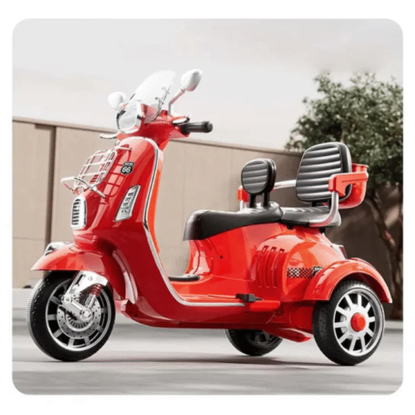 Battery Operated Kids Dual Seat Ride-On Bike - 12V - Red - Image 2