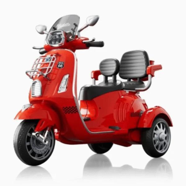 Battery Operated Kids Dual Seat Ride-On Bike - 12V - Red