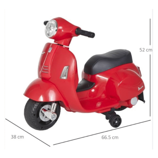Vespa Style Kids Ride-On Scooter – Red - Image 3