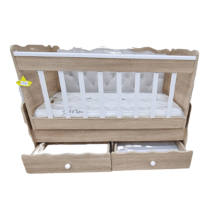 Elegant Wooden Baby Crib with Storage Drawers