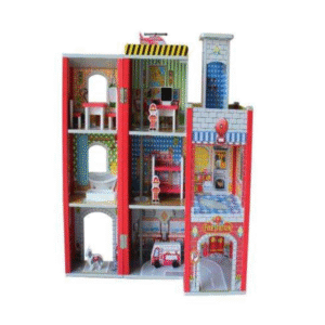 Wooden Fire Station Playset Multi-Level Rescue Center