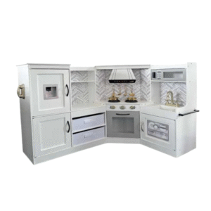 Deluxe Wooden Corner Kitchen Playset White Modern Design