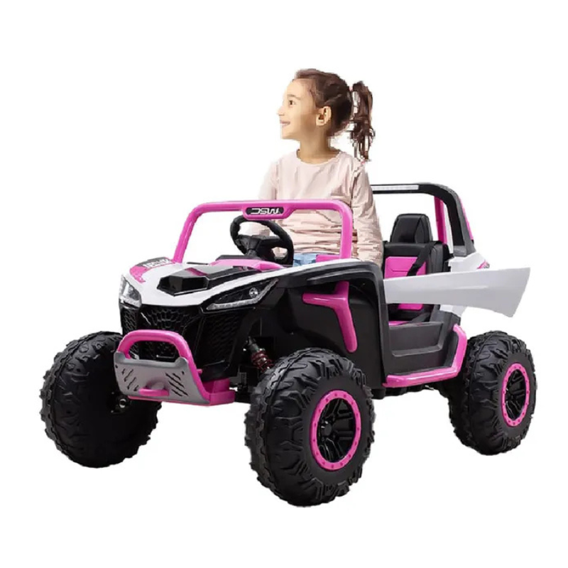 Kids Electric Ride-On Off-Road Car (2-Seater) – Pink & White - Image 3