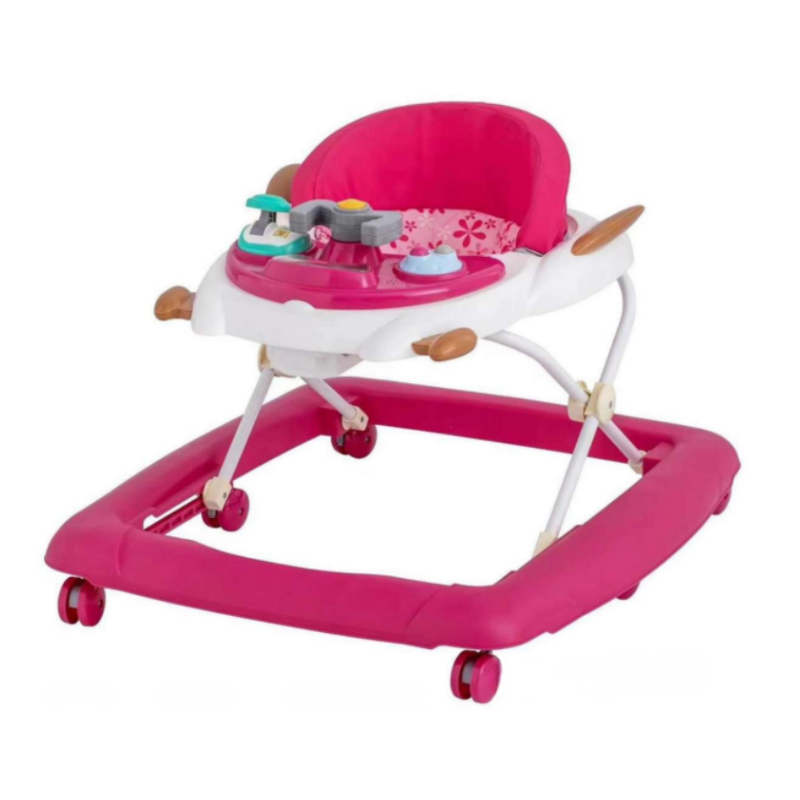 Baby Activity Walker with Music Tray & Adjustable Height – Pink