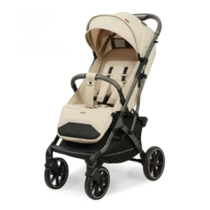 Baby Stroller with Adjustable Canopy & Safety Harness – Beige