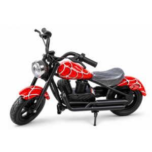 Kids Red Spider Web Electric Ride-On Motorcycle