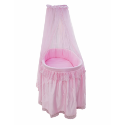 Pink Baby Bassinet with Canopy – Elegant Round Newborn Cradle - Image 2