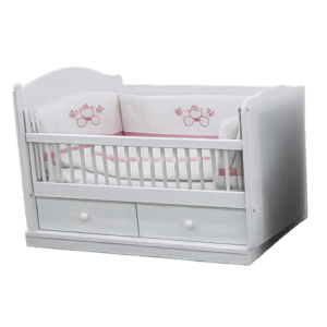 White Wooden Baby Crib with Storage Drawers