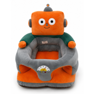 Cute Robot Baby Support Sofa Seat – Orange & Grey Plush Infant Chair