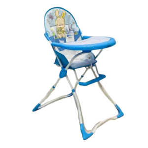 Baby High Chair with Feeding Tray & Safety Seat – Blue Bunny Design