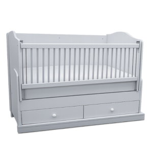 Modern White Baby Crib with Storage Drawers