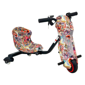36V Electric Drift Scooter for Kids – Cartoon Graffiti Design Ride-On Drift Trike