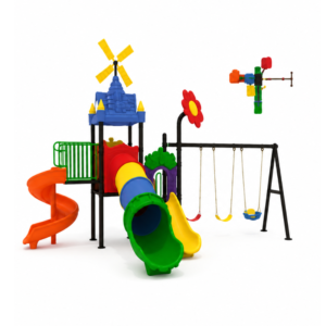 Kids Outdoor Playground Set with Tunnel Slide & Swings