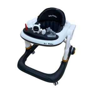 Premium Baby Walker with Interactive Activity Tray & Adjustable Height – Black & White