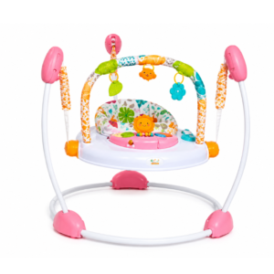 Floral Baby Jumper & Activity Center with Interactive Toys – Pink Infant Bouncer